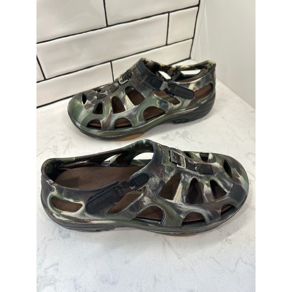 Shimano Evair Marine Fishing Sandals Mens 12 Camo Waterproof EVA Shoes Gorpcore
